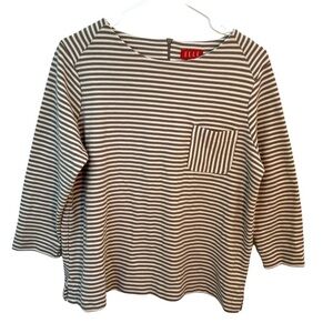 Elle Boatneck Top Beige White Stripes